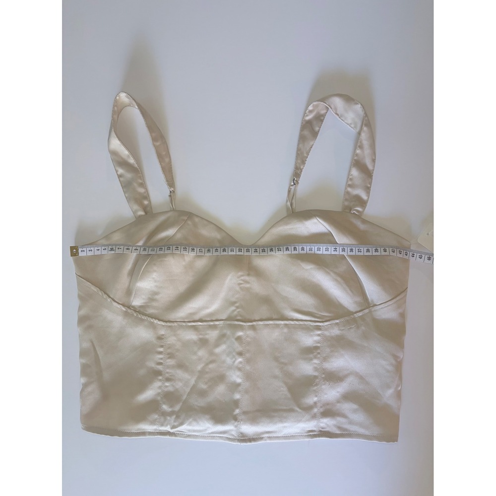Abercrombie & Fitch Satin Crop Top Champagne Sweetheart Smocked Back Medium